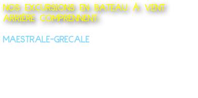 NOS EXCURSIONS EN BATEAU À VENT ARRIÈRE COMPRENNENT:
  
MAESTRALE-GRECALE 
Lancement de type bateau: Départ de Marechiaro Excursion Costa di Posillipo à partir de 1 heure 150 Euro Nous offrons de l'eau et du café ou apéritif à bord du bateau pour 2 personnes jusqu'à un maximum de 8 personnes.